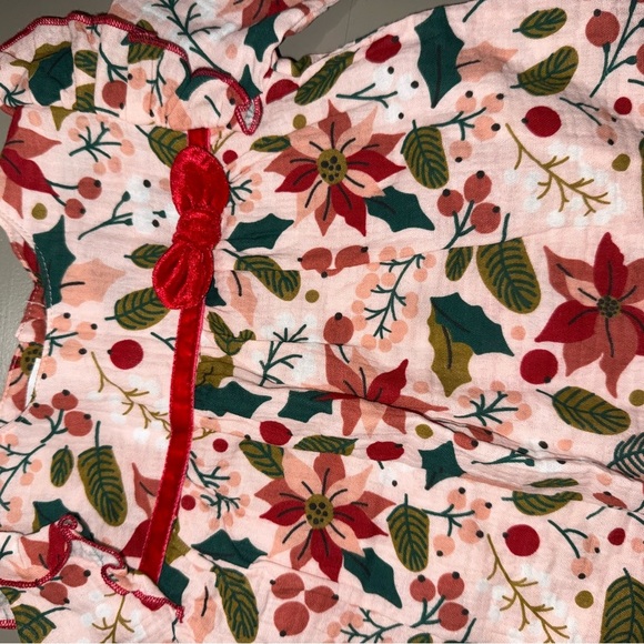 Mud Pie Baby Girls Floral Pink Poinsettia Tunic 6 -9 Months NWT Holiday - Picture 2 of 6